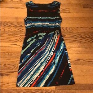Tahari blue, white, orange striped dress sz: 8P